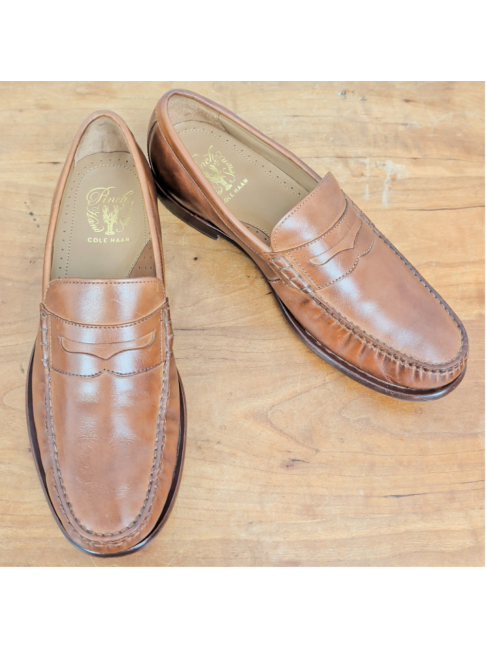 Men's ColeHann Pinch Brown Leather Penny Loafers Size 9